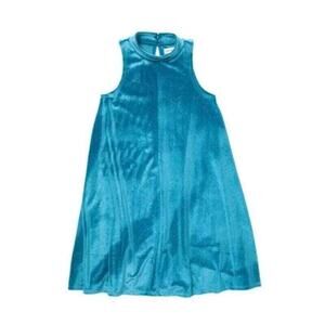 Harper Canyon Girls Mock‎ Neck Sparkle Velour Dress in Teal Ocean XL(14/16) $69